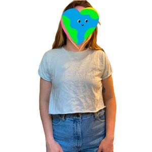 Free People “The Perfect Tee” Light Blue Cropped Tee - Women’s Medium